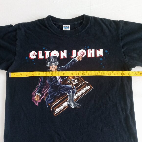 Vintage 2008  Elton John Piano Man  Canadian Tour  black T Shirt Size Medium - Picture 5 of 8